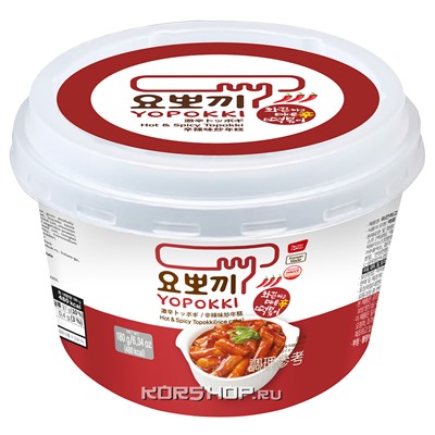 Рисовые палочки Токпокки в остро-пряном соусе Hot&Spicy Yopokki в чашке, Корея, 180 г Акция