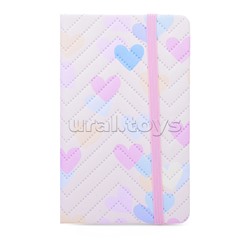 Блокнот "Pastel Heart" 8,8 х 14 см, 80 л., на резинке, внутренний блок в клетку, плотность бумаги 70г/м2, 1 дизайн 4 цвета в ассортименте, термоусадочная плёнка