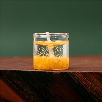 Свеча гелевая в стакане Зима это ..«Золотой шик», без аромата,  скретч-слой, 2,5 х 2,5 х 2,5 см
