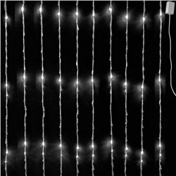 Гирлянда внутренняя занавес ВОДОПАД 320 светодиодов, 3*2 метра, коннектор, белый (прозрачный провод)