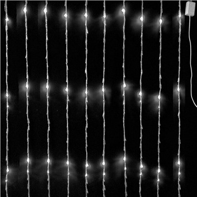 Гирлянда внутренняя занавес ВОДОПАД 320 светодиодов, 3*2 метра, коннектор, белый (прозрачный провод)
