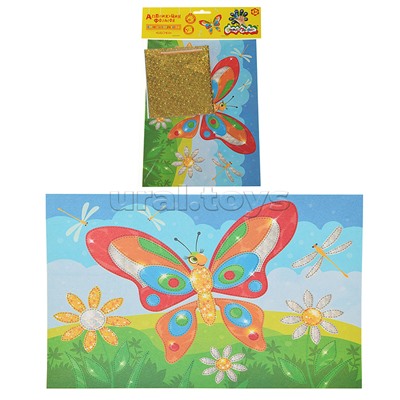 Набор для творчества аппликация фольгой "Бабочка", 6 цветов фольги