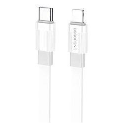 Кабель Type-C - Apple lightning Borofone BX89 PD 20W 100см 3A  (white/gray)