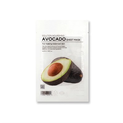 TENZERO Маска тканевая с экстрактом авокадо - Solution Nourishing Avocado Sheet Mask, 25мл