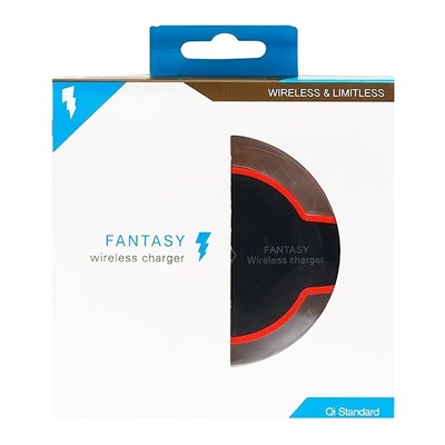 ЗУ Сетевое Беспроводное QI Wireless Fantasy Glass (повр. уп.) (black)