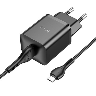 Адаптер Сетевой с кабелем Hoco N26 Maxim QC3.0 USB 18W (USB/Micro USB) (black)