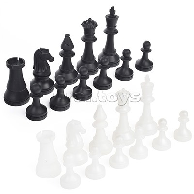 Фигуры шахматные гроссмейстерские пластиковые в пакете (высота короля 105мм, пешки 51мм.)