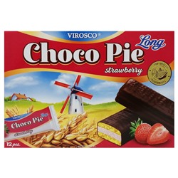 Шоколадные пирожные со вкусом клубники Чоко Пай Choco Pie Long Virosco (12 шт.), Вьетнам. Акция