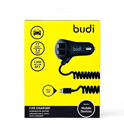 ЗУ Автомобильное budi M8J068M 2USB/micro USB/5V/2.4A (повр. уп.) (black)