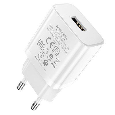 Адаптер Сетевой Borofone BA52A Gamble USB 2,1A/10W (white)