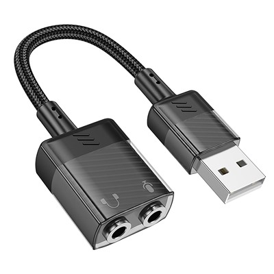 Адаптер Hoco LS37 Spirit 2-in-1 USB to 3.5mm (black)