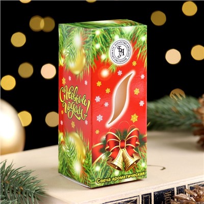 Свеча ароматическая новогодняя "Сказочного Нового года", 4×6 см, имбмирное печенье,в коробке