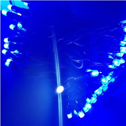 Гирлянда уличная нить 100 светодиодов, 8мм, 10 метров, коннектор, синий (провод черный)