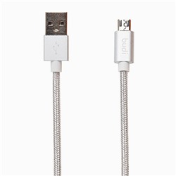 Кабель USB - micro USB budi M8J180M (повр.уп)  100см 2,4A  (silver)