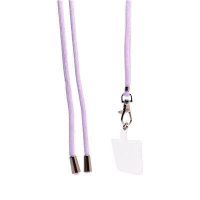 Шнурок текстильный на шею с карабином (круглый) (light violet)