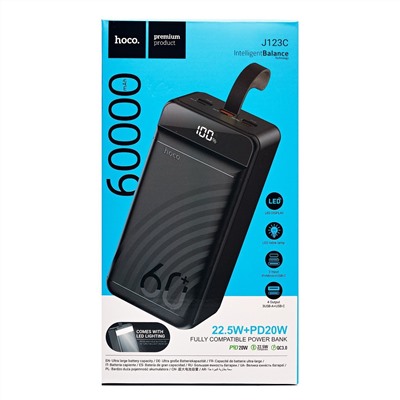 Внешний аккумулятор Hoco J123C 22.5W+PD20W 60000mAh Micro/Type-C/Lightning/USB*3/Type-C (black)