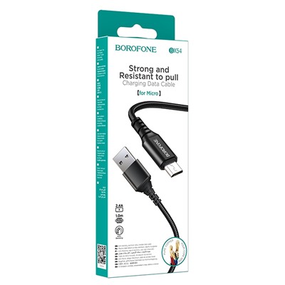 Кабель USB - micro USB Borofone BX54 Ultra bright  100см 2,4A  (black)