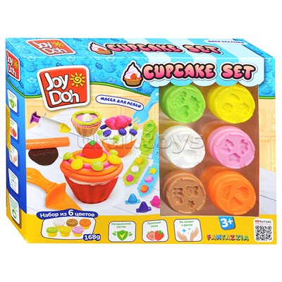 Масса для лепки набор Cupcake set - Любимые пирожные, 3d формы, 18 аксессуаров,  6 баночек с тестом,  (6 x 28 г.)