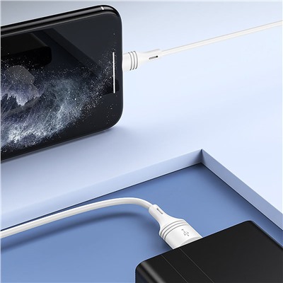 Кабель USB - Apple lightning Borofone BX43 CoolJoy (повр. уп)  100см 2,4A  (white)