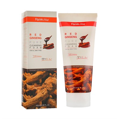 FarmStay Пенка для лица с женьшенем - Red ginseng pure cleansing foam, 180мл