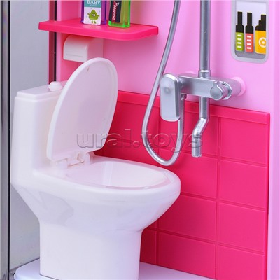 Набор мебели для кукол "Ванная комната" на батарейках, розовая, в коробке