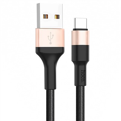 Кабель USB - Type-C Hoco X26 Xpress  100см 3A  (black/gold)