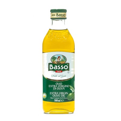 Масло оливковое нерафинированное высшего качества Basso extra virgin olive oil 500 мл