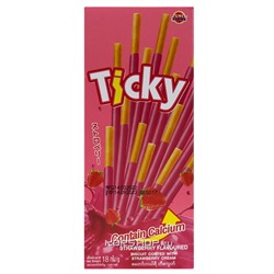 Печенье палочки в клубничной глазури Ticky, Таиланд, 20 г Акция