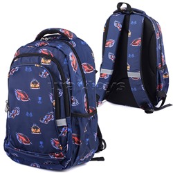 Рюкзак "Гонки" 3 отд. молния, для мальчиков, трехсекционный 20 л. синий, 40х28х18 см