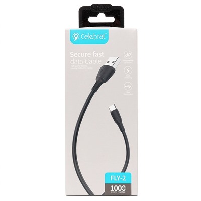 Кабель USB - Type-C Celebrat FLY-2T  100см 2,4A  (black)