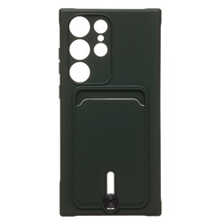 Чехол-накладка - SC304 с картхолдером для "Samsung Galaxy S23 Ultra" (dark green) (228152)