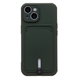 Чехол-накладка - SC304 с картхолдером для "Apple iPhone 15" (dark green) (228128)