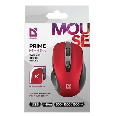 Мышь оптическая беспроводная Defender Prime MB-053 (red)