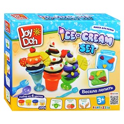 Масса для лепки набор Ice-cream set - Мороженое, доп. пресс-формы для фруктов, 10 аксессуаров, 4 баночки с тестом,  (4 х 50г.)