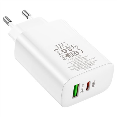 Адаптер Сетевой с кабелем Borofone BN10 PD USB/Type-C 65W (Type-C/Type-C) (white)