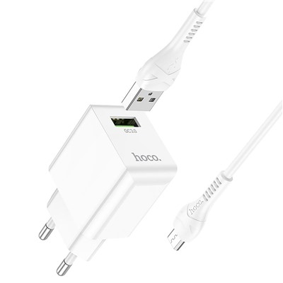 Адаптер Сетевой с кабелем Hoco C98A Proton USB 3A/18W (USB/Micro USB) (white)