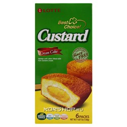 Кексы с заварным кремом Custard Lotte, Корея, 138 г Акция