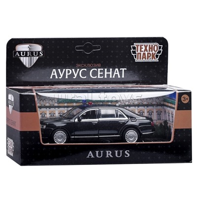 Машина металл Аурус Сенат 13,5 см, ( откр. двери, багаж, черный) инерц, в коробке