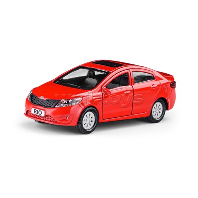 Машина металл Kia Rio, 12см,(открыв. двери, красный) инерц, в коробке