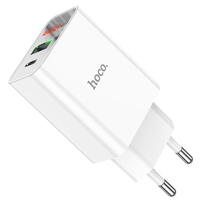 Адаптер Сетевой Hoco C100A PD QC3.0 USB/Type-C 20W (white)