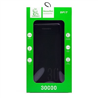 Внешний аккумулятор Denmen DP17 30000mAh Micro/Type-C/USB*2 (black)