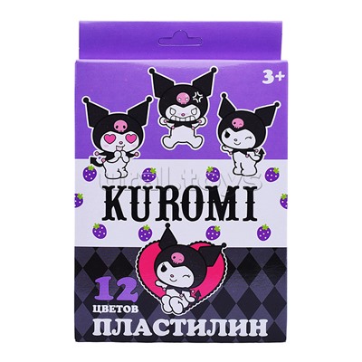 Пластилин 12 цветов "Kuromi" 240 гр, стека пластиковая, картонная упаковка с европодвесом