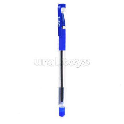 Ручка шариковая "Albion Plus" серия Speed Pro, d=0,7 мм, ультра гладкое письмо, чернила на масляной основе, игольчатый пишущий узел, прозрачный корпус с каучуковым держателем, сменный стержень, индивидуальная маркировка, синяя