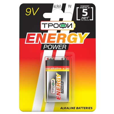 Батарейка 9V (крона) Трофи 6LR61 ENERGY POWER (2-BL) (12/96)