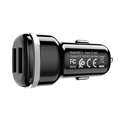 Адаптер Автомобильный Borofone BZ13 Extreme 2USB/5V/2.4A (black)