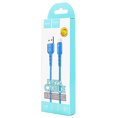 Кабель USB - Apple lightning Hoco X30 Star (повр. уп)  120см 2A  (blue)