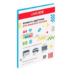 Бумага цветная для офисной техники A4 50 л, 80 г/м², интенсив синий, в пластиковом пакете