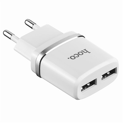 Адаптер Сетевой Hoco C12 2USB 2,4A/10W (white)