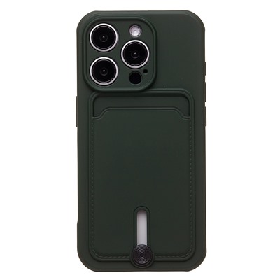 Чехол-накладка - SC304 с картхолдером для "Apple iPhone 15 Pro" (dark green) (228132)