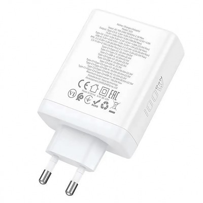 Адаптер Сетевой Hoco N31 PD 3Type-C/USB 100W (white)